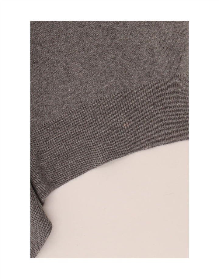 POLO RALPH LAUREN Mens V-Neck Jumper Sweater Medium Grey Cotton