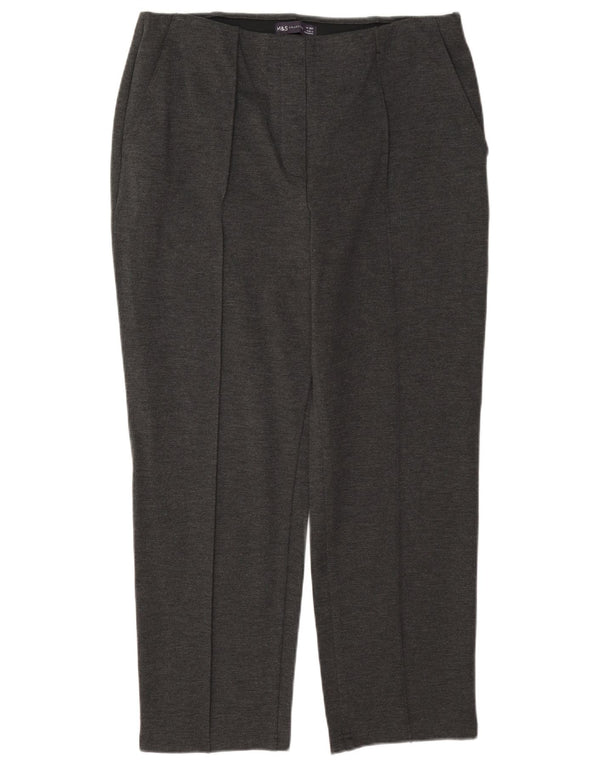 Marks & Spencer Womens Straight Casual Trousers UK 14 Large W34 L27 Grey