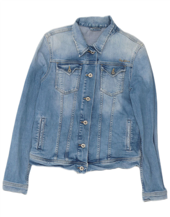 PEPE Jeans Womens Denim Jacket UK 14 Large Blue Cotton