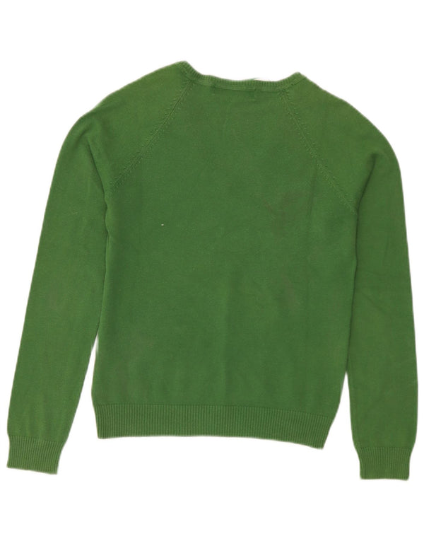Zara Womens V-Neck Jumper Sweater UK 14 Large Green Cotton