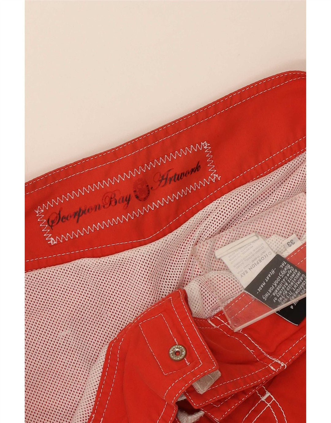 Scorpion Bay Mens Graphic Swimming Shorts Large Red Polyester