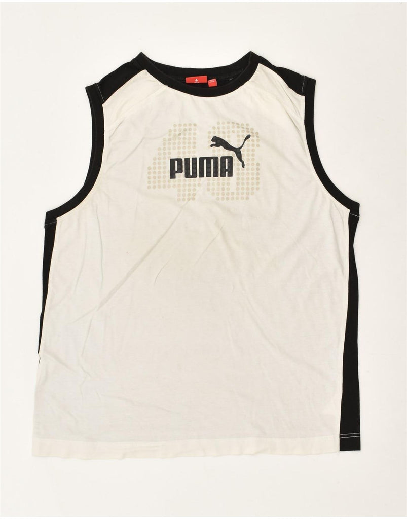 PUMA Mens Graphic Vest Top Large Black Colourblock Cotton | Vintage Puma | Thrift | Second-Hand Puma | Used Clothing | Messina Hembry 