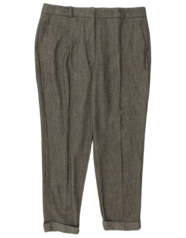 Zara Womens Crop Suit Trousers Medium W28 L24 Khaki Polyester