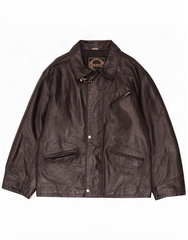 Vintage Mens Leather Jacket IT 56 3XL Black
