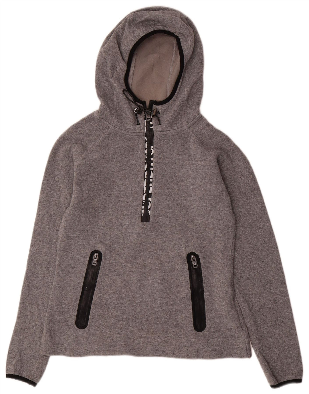 SUPERDRY Womens Graphic Zip Neck Zip Hoodie Sweater UK 10 Small Grey