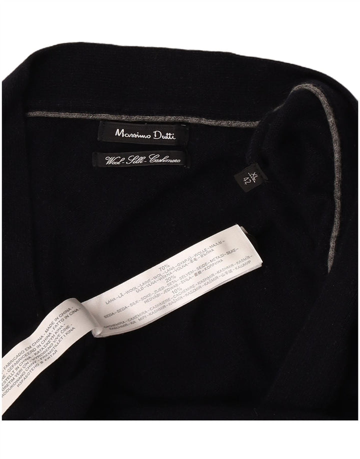 Massimo Dutti Mens Cardigan Sweater XL Navy Blue Wool
