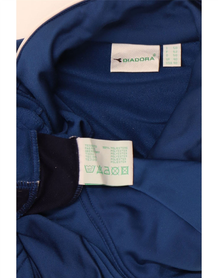 DIADORA Mens Tracksuit Top Jacket UK 40 Large Blue Colourblock Polyester