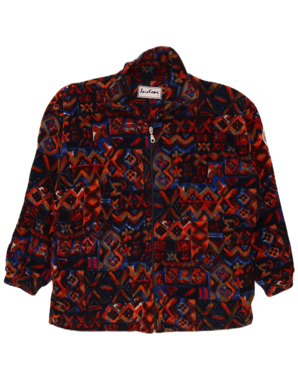 Vintage Mens Loose Fit Fleece Jacket UK 36 Small Multicoloured Geometric