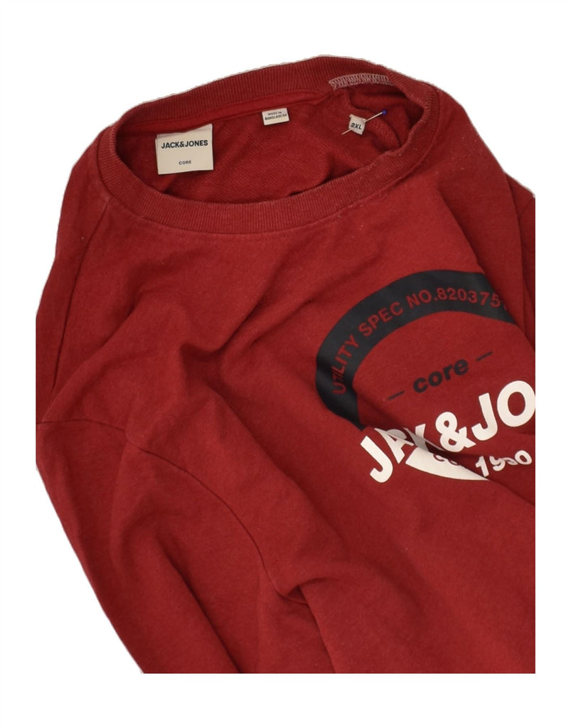 JACK & JONES Mens Graphic Sweatshirt Jumper 2XL Red Cotton | Vintage Jack & Jones | Thrift | Second-Hand Jack & Jones | Used Clothing | Messina Hembry 