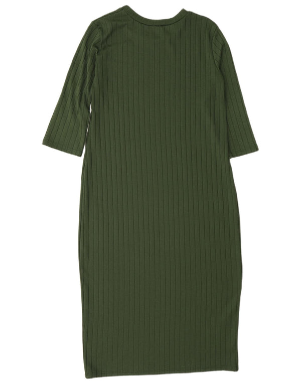 Zara Womens 3/4 Sleeve Jumper Dress UK 12 Medium Green