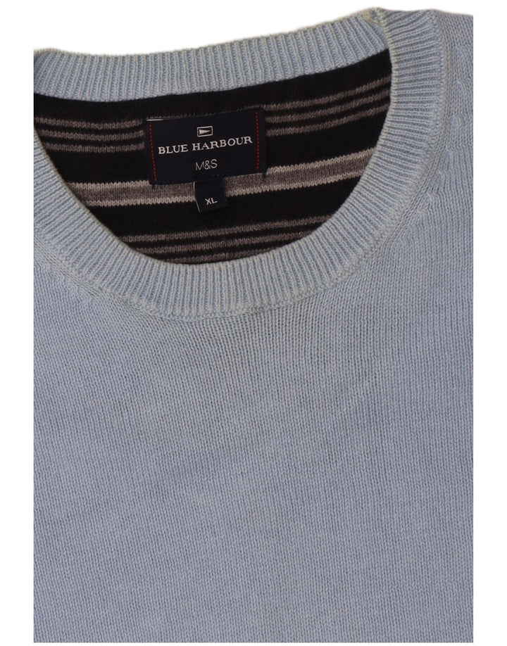 Marks & Spencer Mens Blue Harbour Crew Neck Jumper Sweater XL Blue Cotton