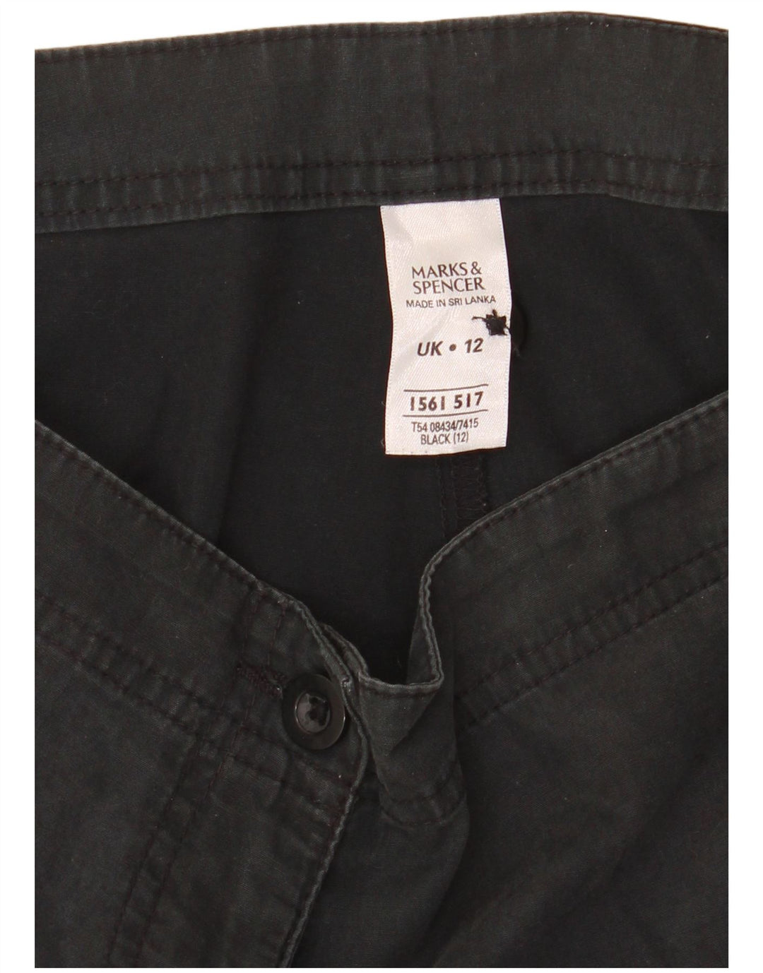 Marks & Spencer Womens Chino Shorts UK 12 Medium W32  Black Cotton