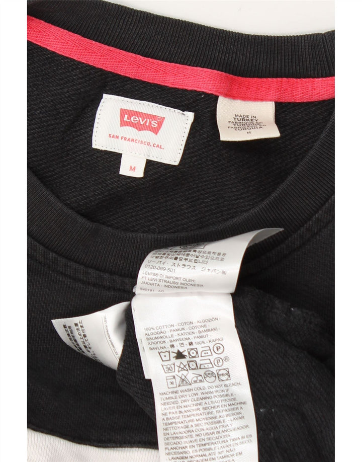 Levi's Mens Graphic Sweatshirt Jumper Medium Black Colourblock Cotton