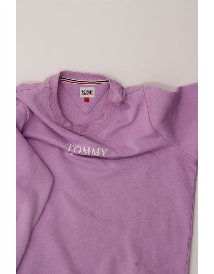TOMMY HILFIGER Womens Oversized Sweatshirt Jumper UK 10 Small Purple Vintage Tommy Hilfiger and Second-Hand Tommy Hilfiger from Messina Hembry 