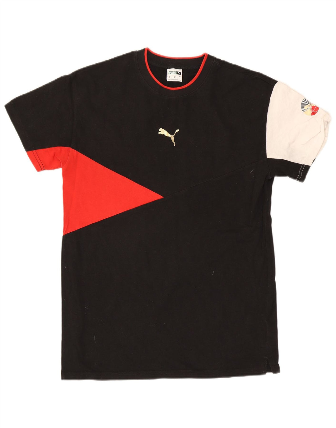 Puma Mens T-Shirt Top Small Black Colourblock Cotton