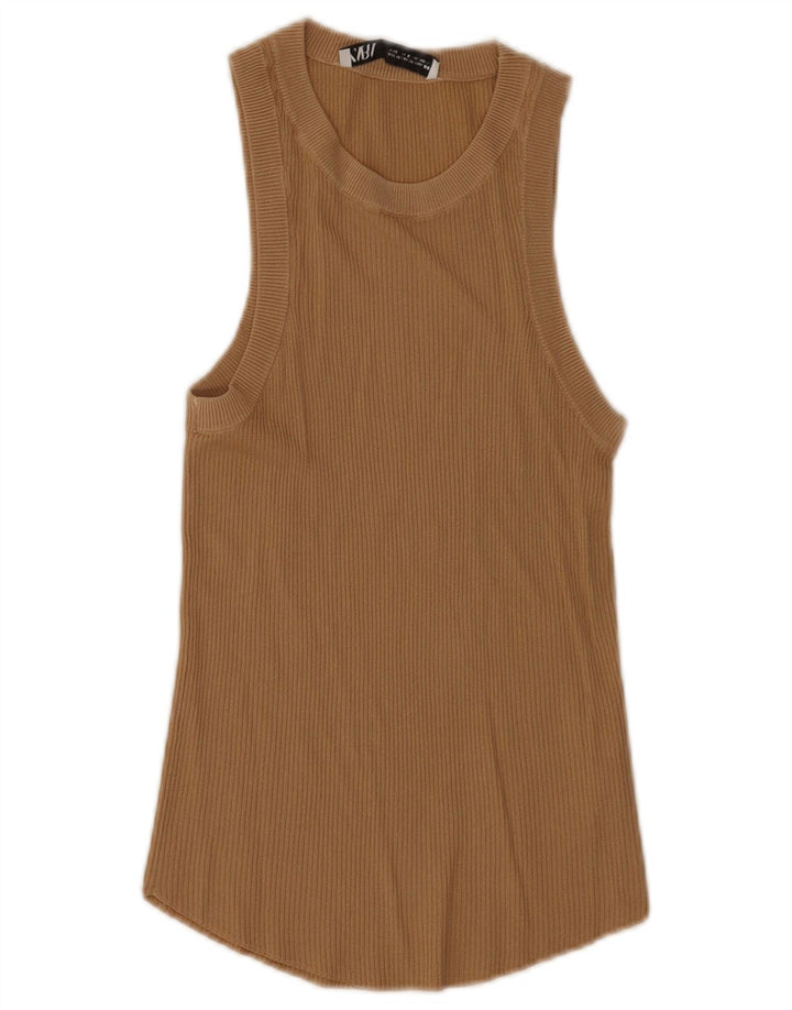 Zara Womens Vest Top UK 12 Medium Brown Polyester