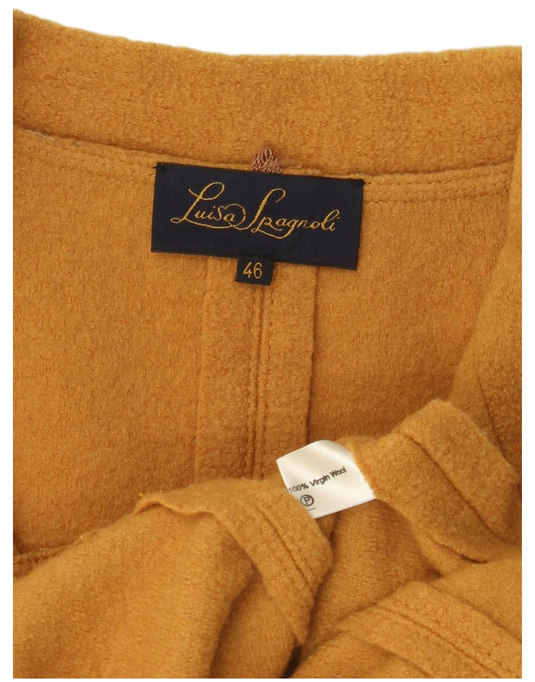 Luisa Spagnoli Womens 2 Button Blazer Jacket IT 46 Large Yellow Wool