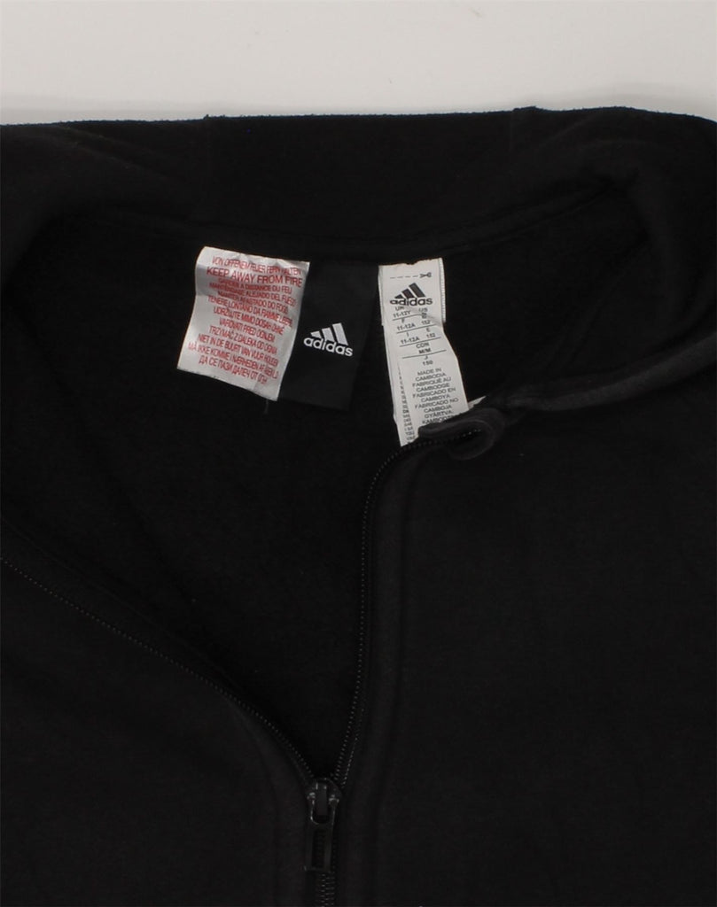 ADIDAS Boys Zip Hoodie Sweater 11-12 Years Black Cotton | Vintage Adidas | Thrift | Second-Hand Adidas | Used Clothing | Messina Hembry 