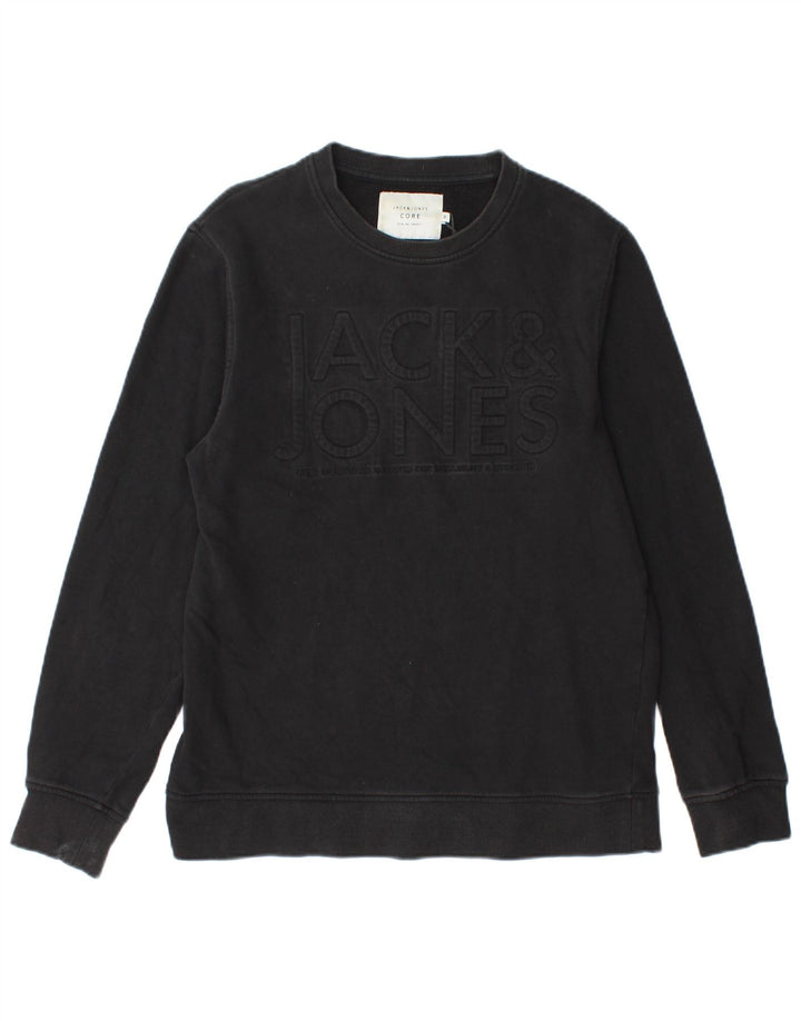 Jack & Jones Mens Graphic Sweatshirt Jumper Medium Black Cotton