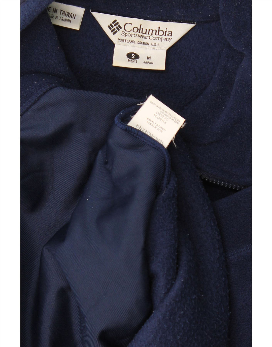 Columbia Mens Loose Fit Fleece Jacket UK 36 Small Navy Blue Polyester