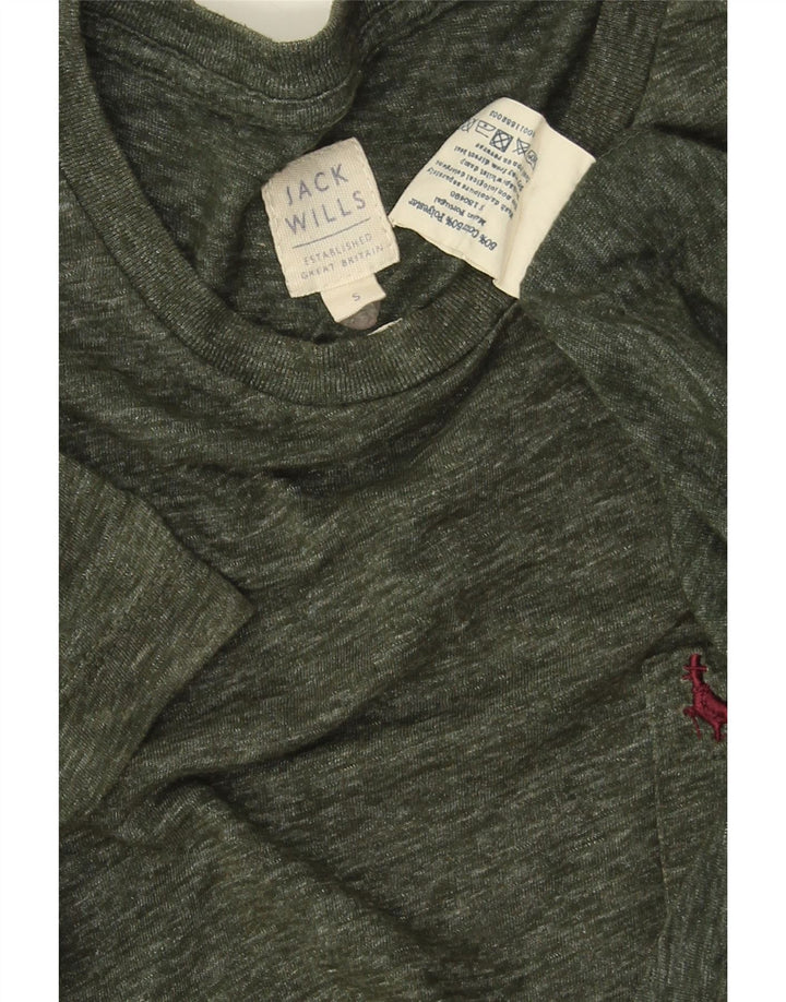 JACK WILLS Mens T-Shirt Top Small Khaki Flecked Cotton