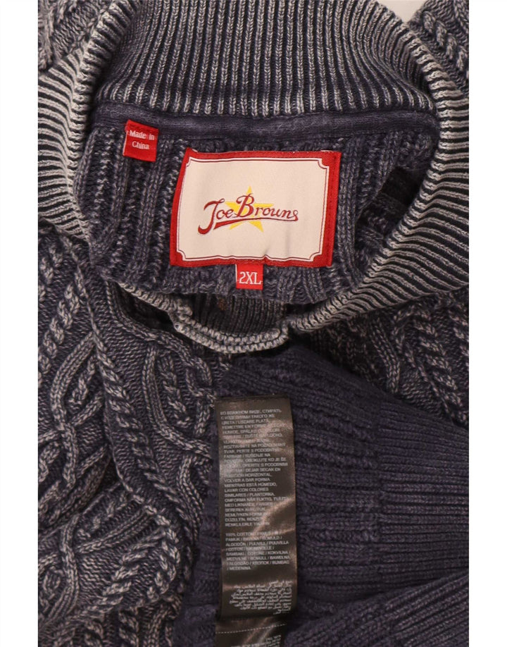 Joe Browns Mens Button Neck Jumper Sweater 2XL Grey Cotton
