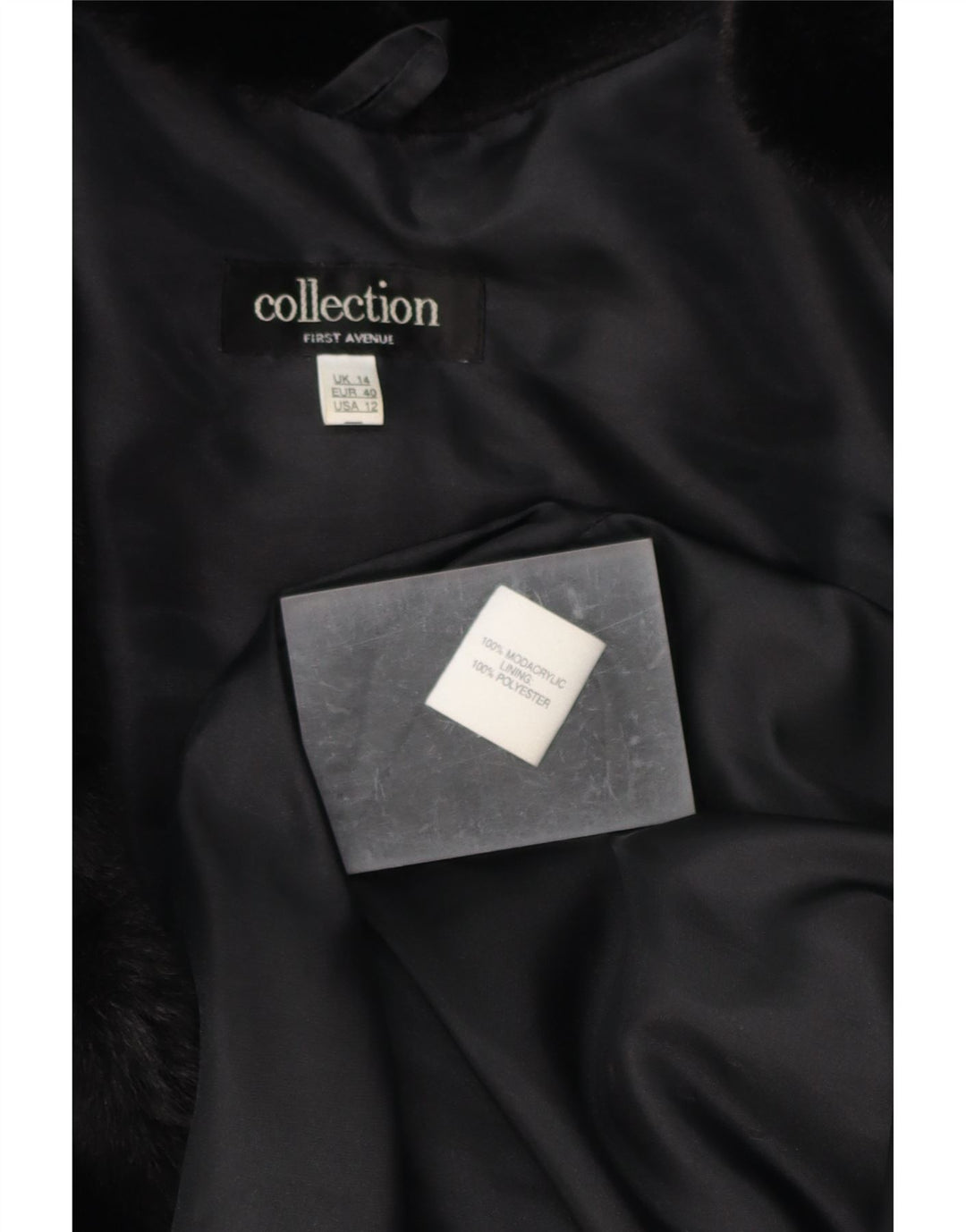 COLLECTION Womens Oversized Faux Fur Overcoat UK 14 Large  Black Modacryl