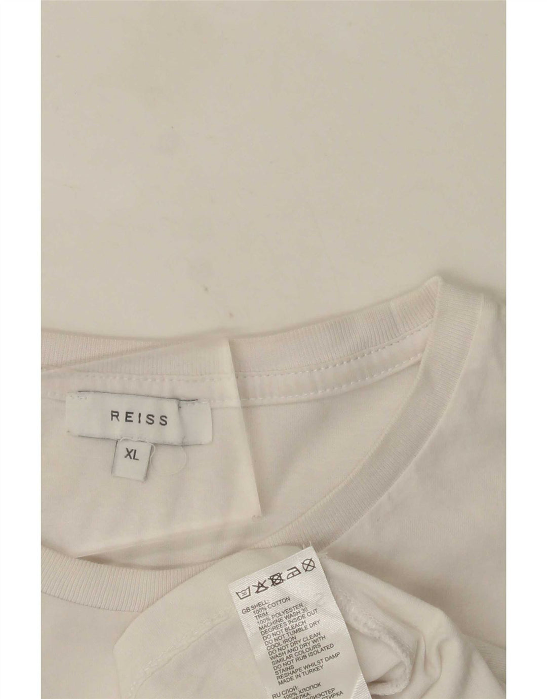 Reiss Mens T-Shirt Top XL White Cotton