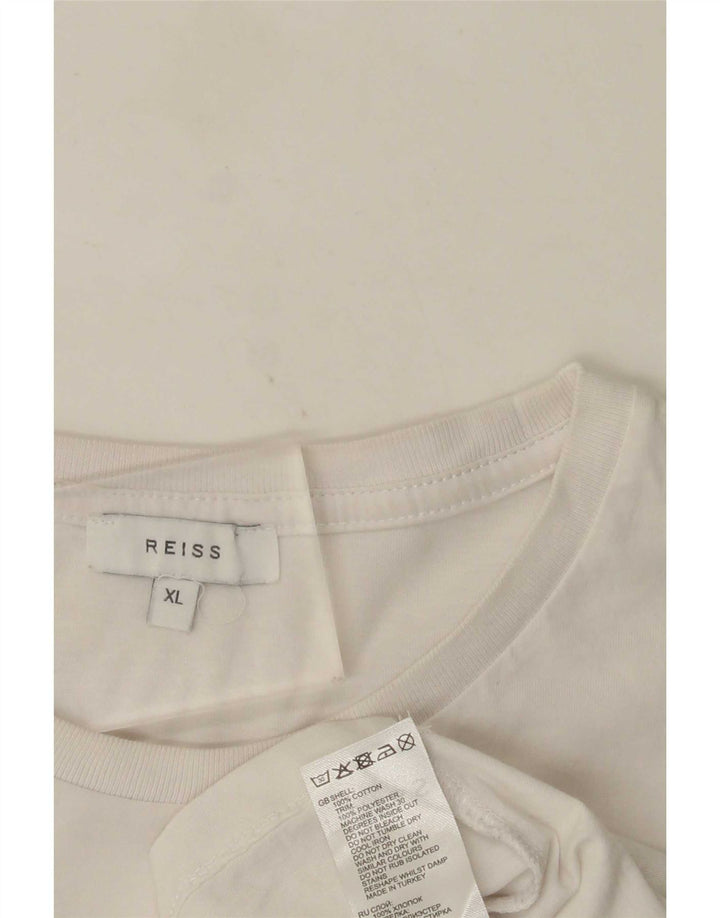 Reiss Mens T-Shirt Top XL White Cotton