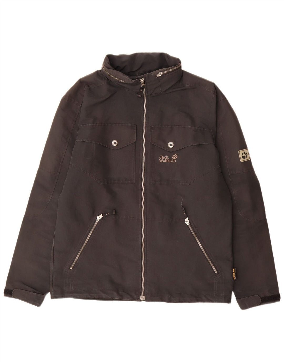 Jack Wolfskin Mens Hooded Rain Jacket UK 36/38 Medium Black Polyester