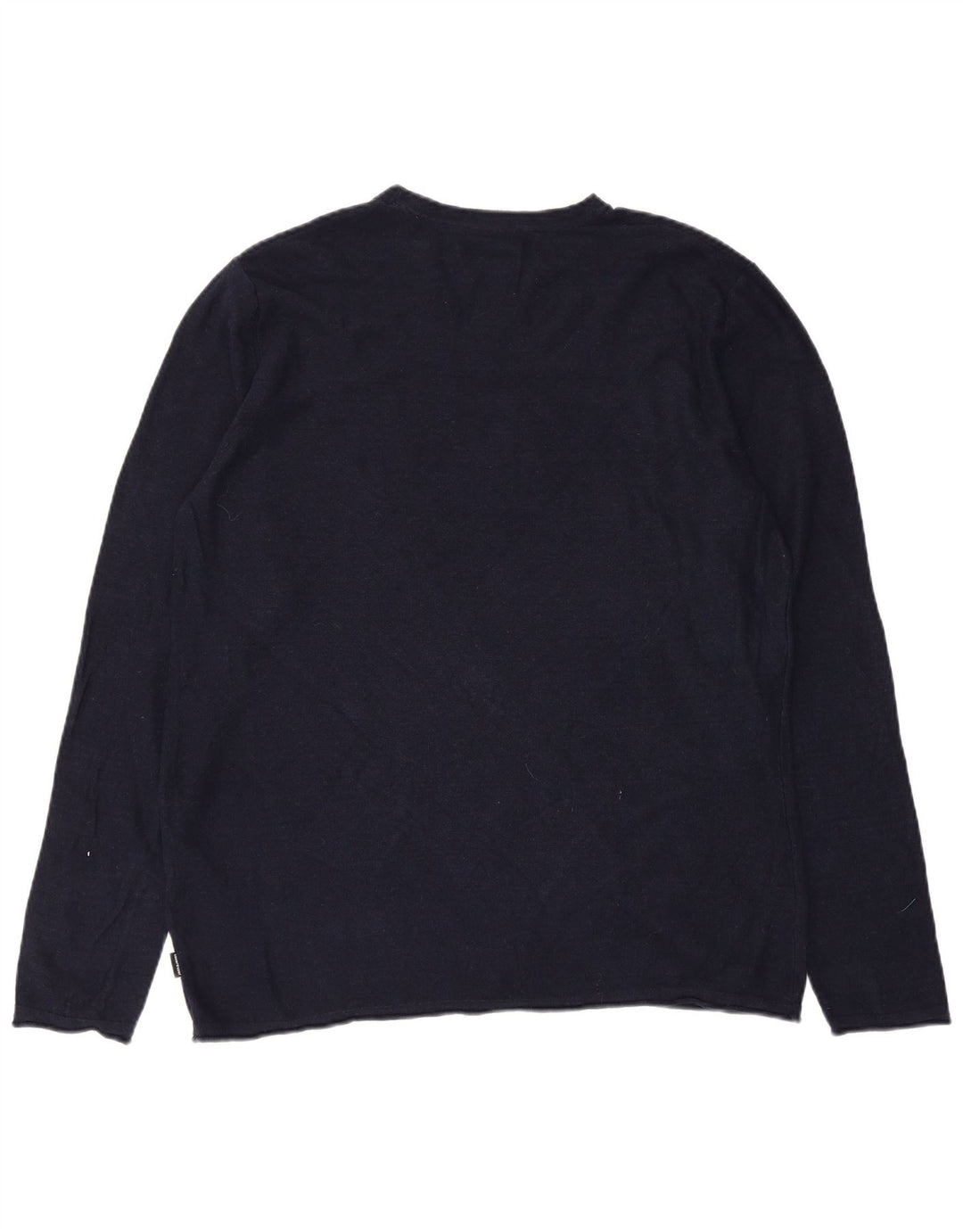 Jack & Jones Mens Top Long Sleeve Large Navy Blue Cotton