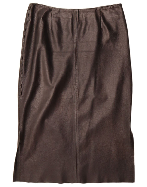 Vintage Womens High Waist Leather Skirt IT 48 XL W32  Black