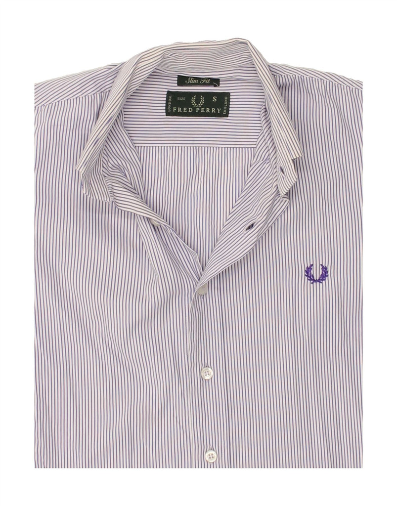 FRED PERRY Mens Slim Fit Shirt Small Purple Striped | Vintage Fred Perry | Thrift | Second-Hand Fred Perry | Used Clothing | Messina Hembry 