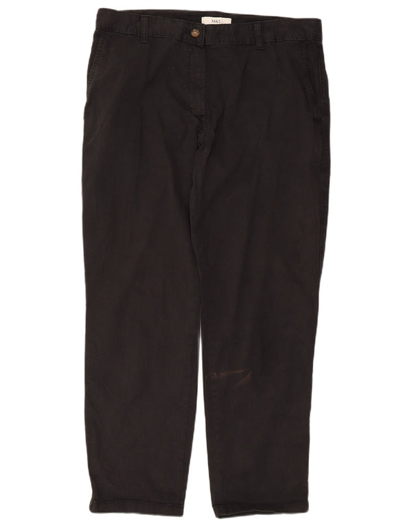 Marks & Spencer Womens Straight Chino Trousers UK 14 Large W34 L27 Black