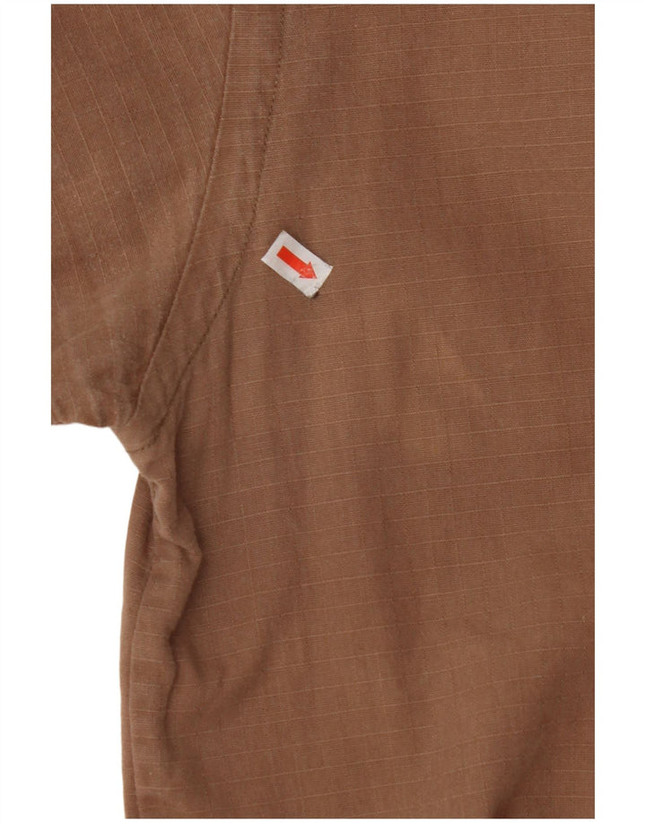 JEEP Mens Short Sleeve Shirt XL Brown Check Cotton