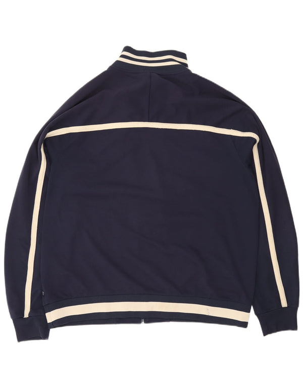 ASICS Mens Tracksuit Top Jacket XL Navy Blue Colourblock Polyester