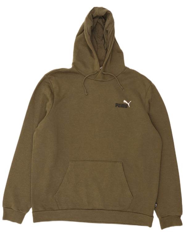 Puma Mens Hoodie Jumper Large Khaki Cotton