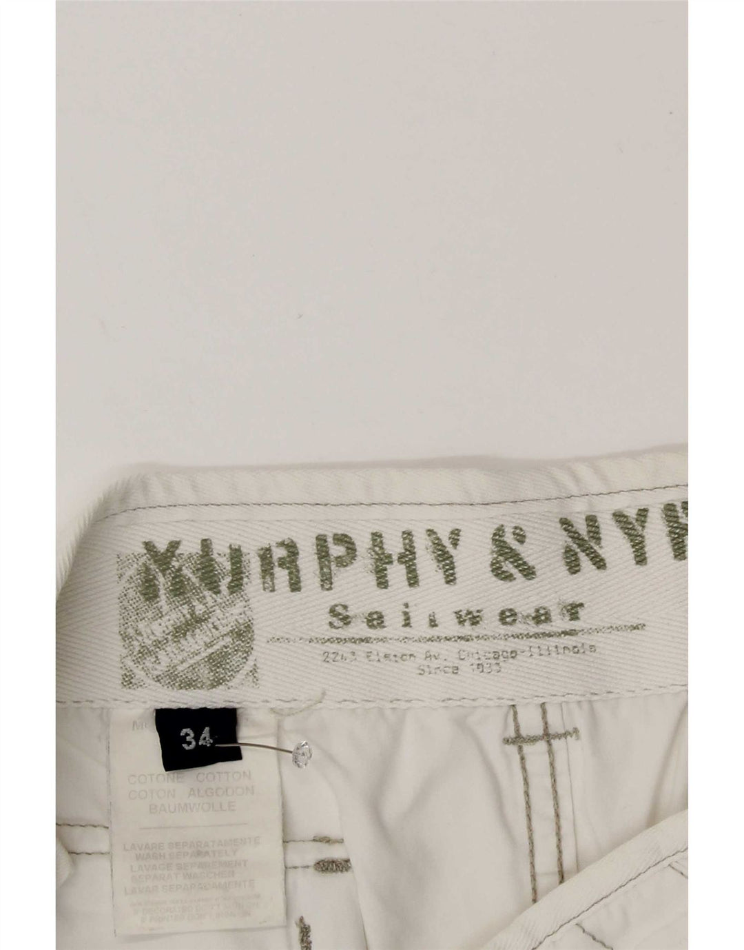 Murphy & Nye Mens Chino Shorts Large W34 White Cotton