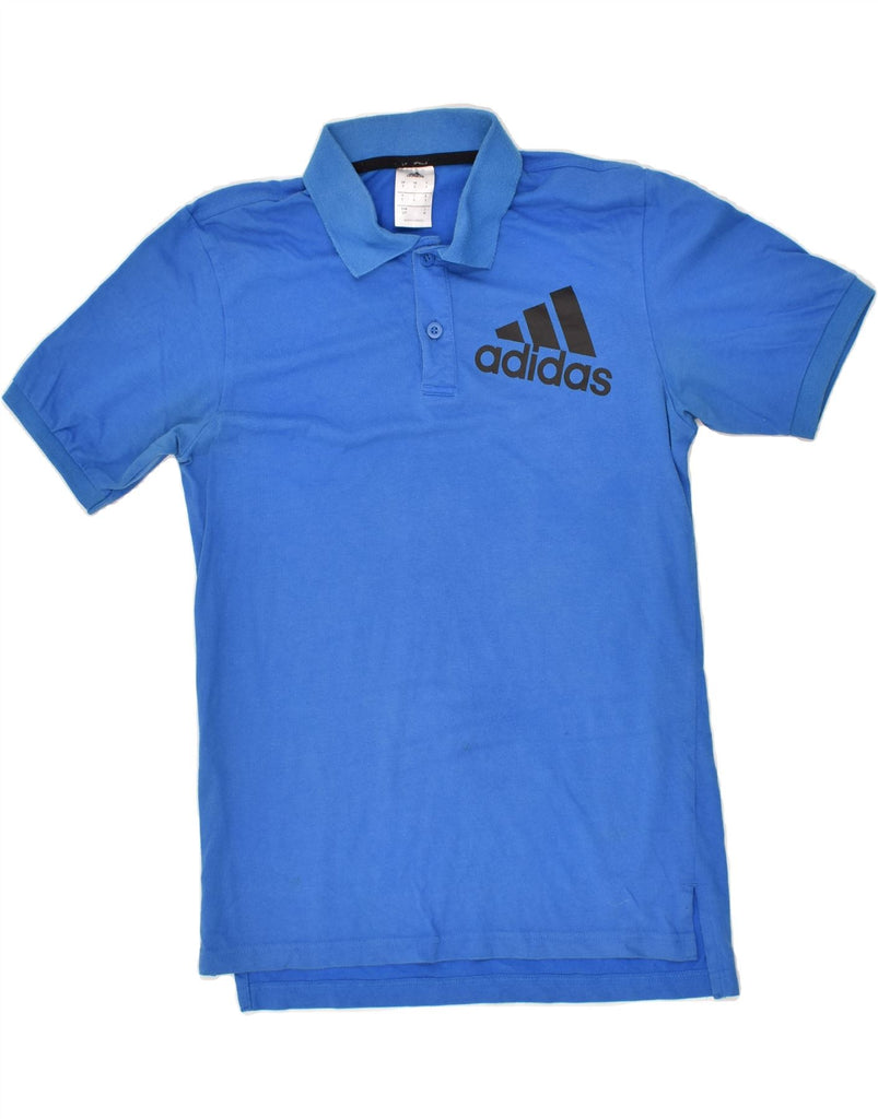 ADIDAS Mens Graphic Polo Shirt Small Blue | Vintage Adidas | Thrift | Second-Hand Adidas | Used Clothing | Messina Hembry 