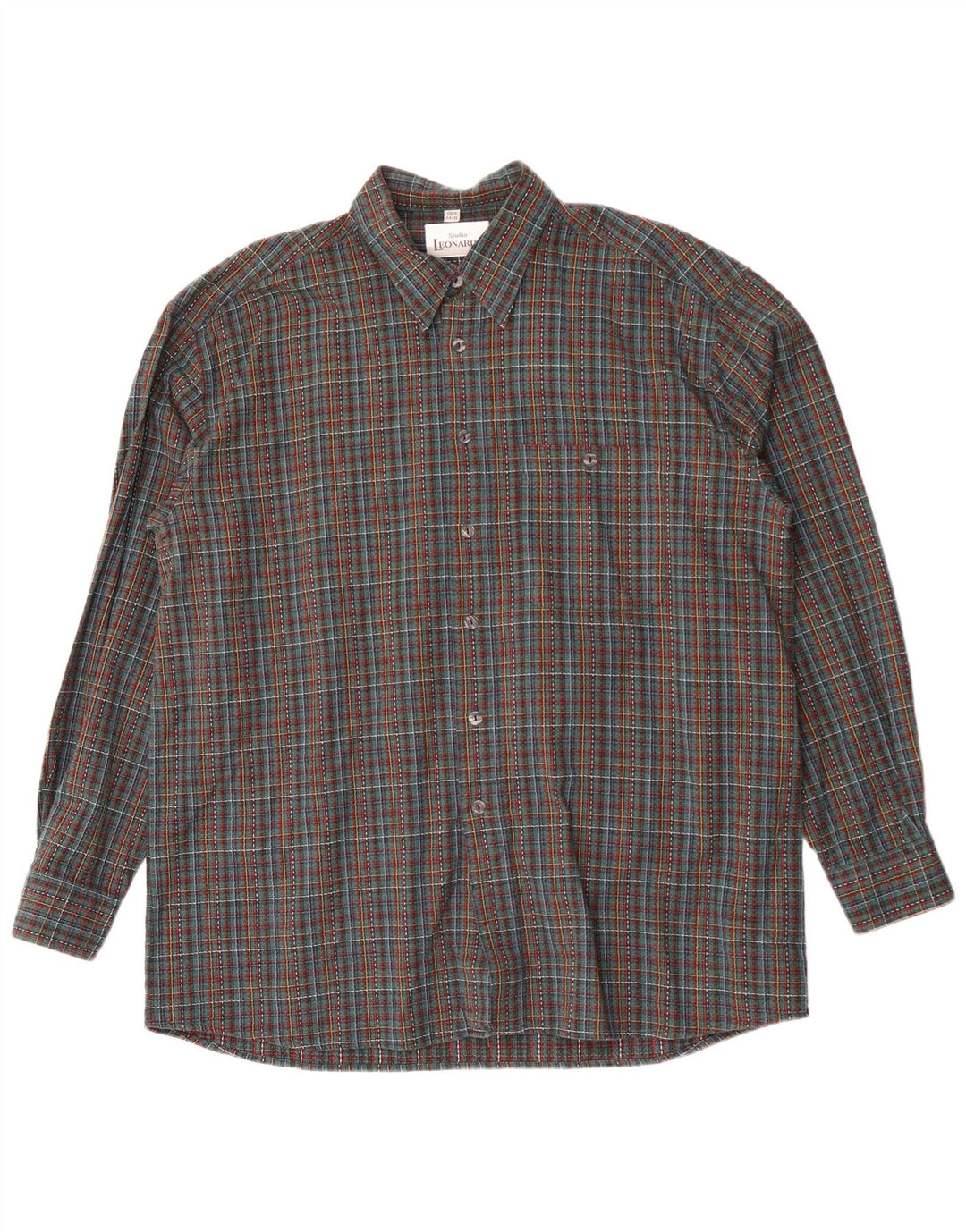 Leonardo Mens Flannel Shirt Size 44 XL Green Check