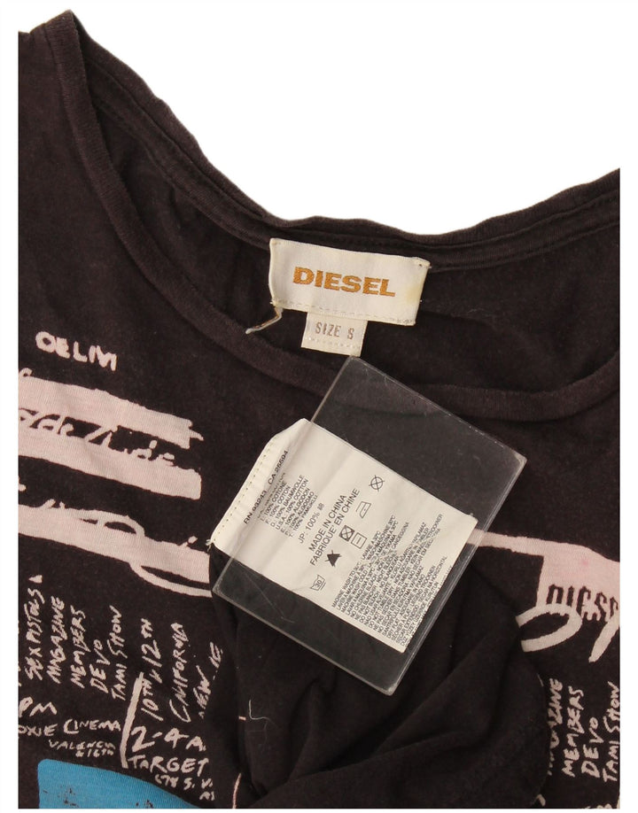 Diesel Mens Graphic T-Shirt Top Small Black Cotton