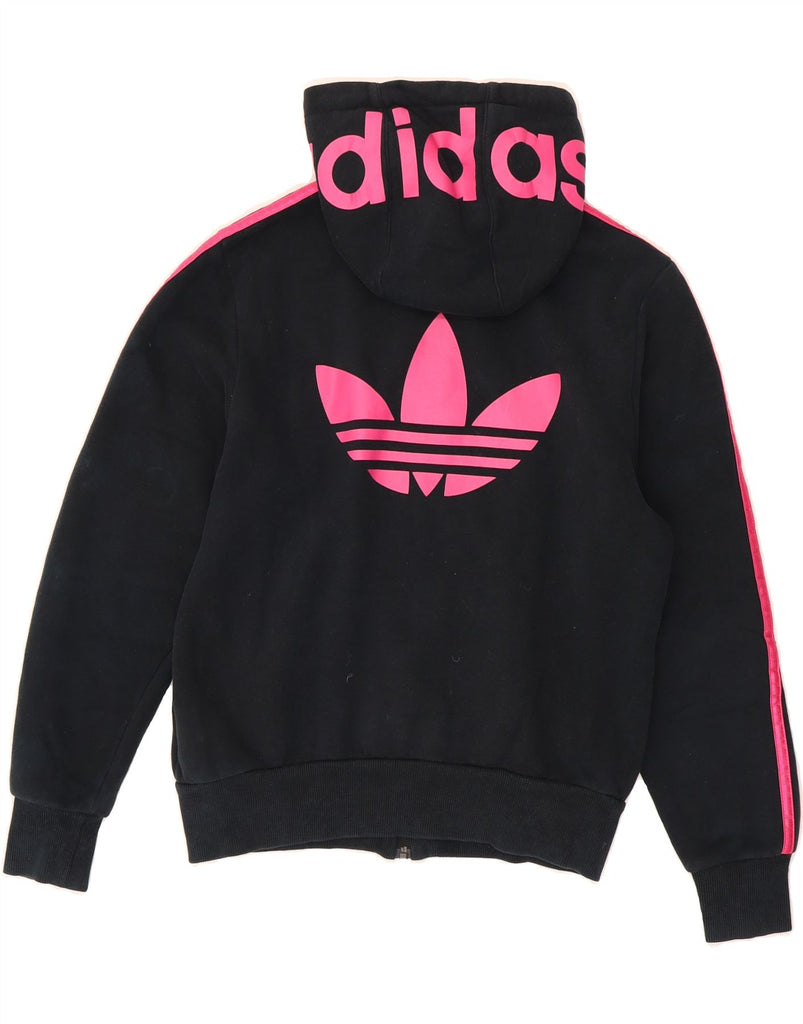 ADIDAS Womens Graphic Zip Hoodie Sweater IT 38 XS Black Cotton Vintage Adidas and Second-Hand Adidas from Messina Hembry 