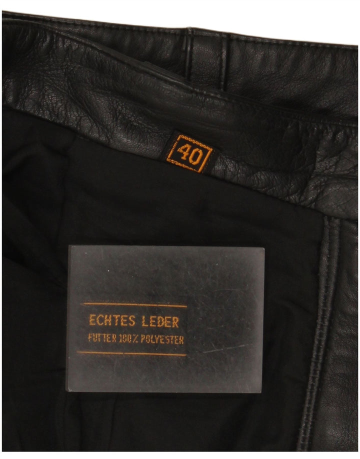 Vintage Womens Leather Skirt EU 40 Medium W30  Black Leather