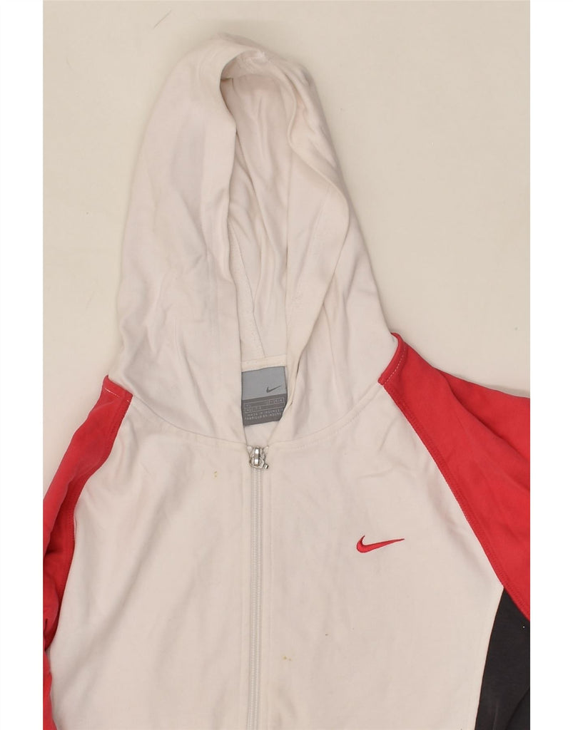 NIKE Girls Zip Hoodie Sweater 7-8 Years XL  Off White Colourblock | Vintage Nike | Thrift | Second-Hand Nike | Used Clothing | Messina Hembry 