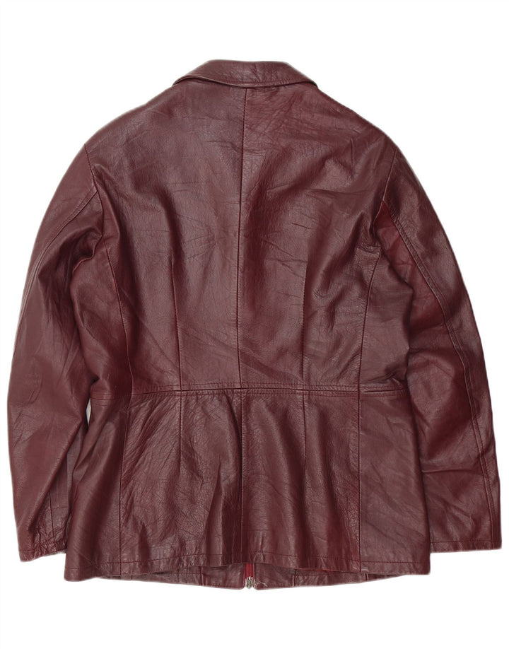 Vintage Womens Leather Jacket UK 18 XL Burgundy Leather