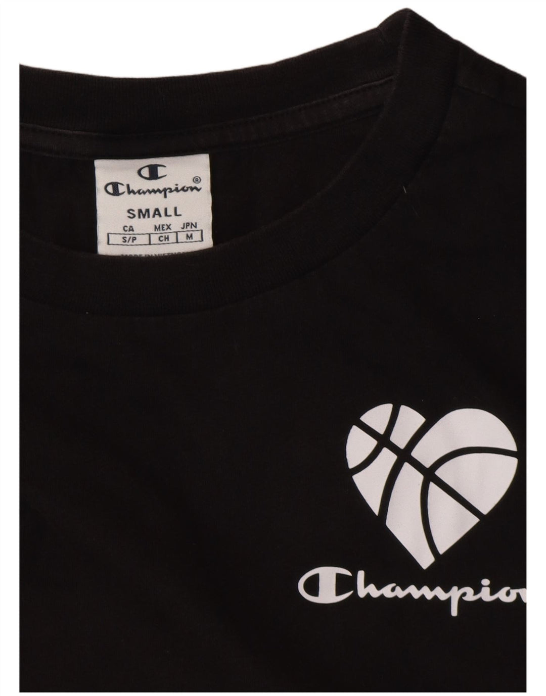 CHAMPION Womens Crop Oversized Graphic T-Shirt Top UK 10 Small Black