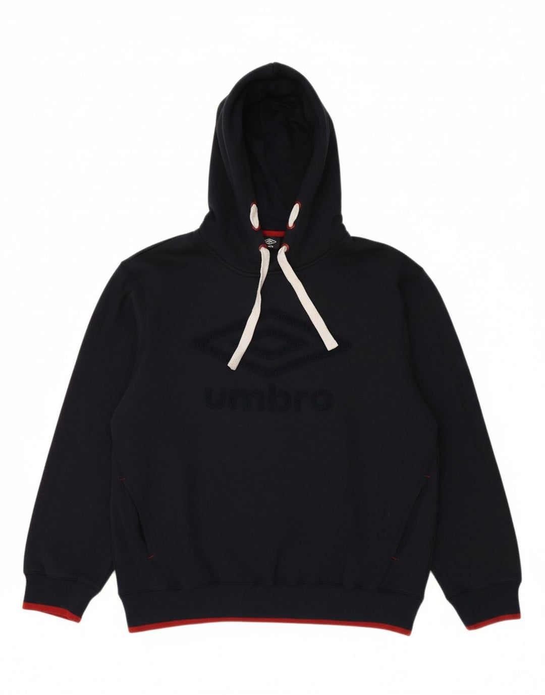 UMBRO Mens Graphic Hoodie Jumper 2XL Navy Blue Cotton Vintage Umbro and Second-Hand Umbro from Messina Hembry 
