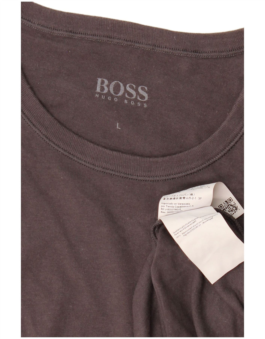 HUGO BOSS Mens T-Shirt Top Large Grey Cotton