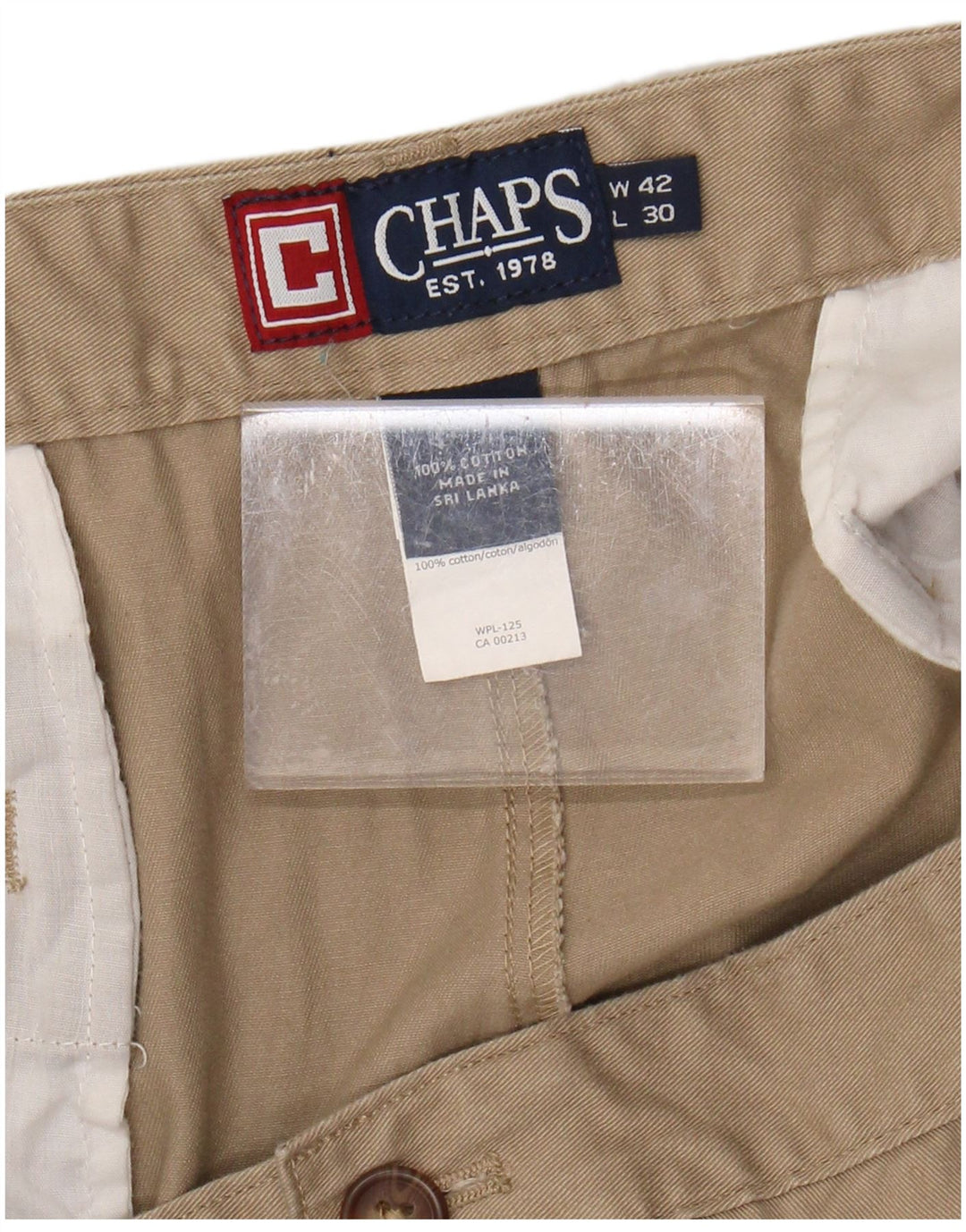 CHAPS Mens Straight Chino Trousers W42 L30 Beige Cotton