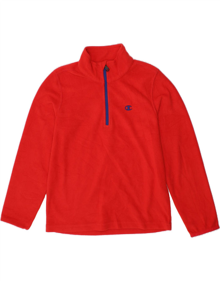 CHAMPION Girls Zip Neck Fleece Jumper 7-8 Years Small  Red Polyester Vintage Champion and Second-Hand Champion from Messina Hembry 